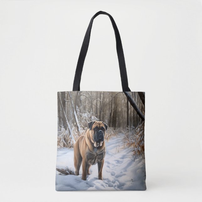 Bolsa Tote Bullmastiff Deixar Neve Natal (Frente)