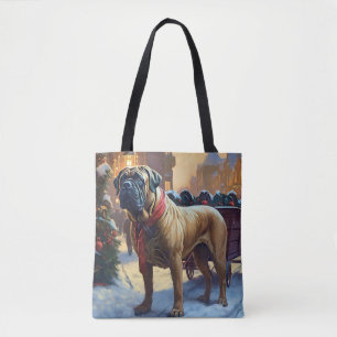 Bolsa Tote Bullmastiff Natal Festivo
