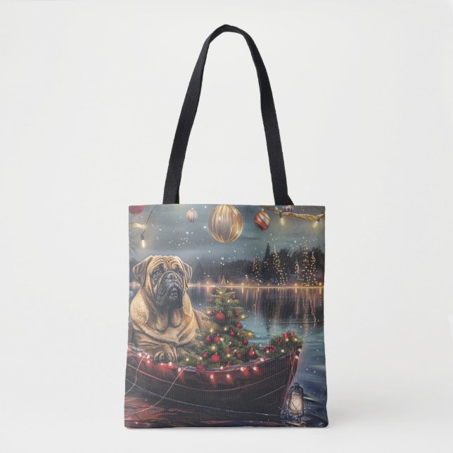 Bolsa Tote Bullmastiff Natal Festivo Voyage (Frente)