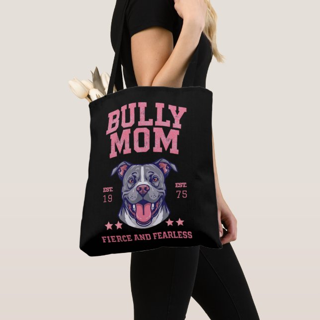 Bolsa Tote Bully Dog Mom - Fierce Fearless - Pit Bull Lover (Close Up)