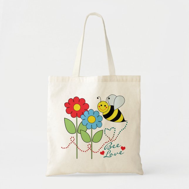 Bolsa Tote Bumble a abelha com amor da abelha das flores (Frente)