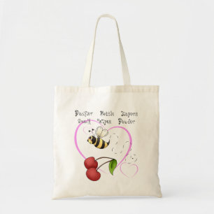 Bolsa Tote Bumble fontes do bebê do coração do rosa da cer