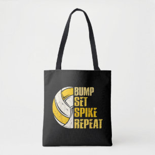 Bolsa Tote Bump Set Spike Repete Voleibol Engraçado