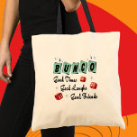 Bolsa Tote Bunco Retroativo<br><div class="desc">Design com dados vermelhos. Design inclui cores retrorreflectoras 50. Bons amigos,  bons momentos e boas risadas fazem um prêmio ou um presente de excelente.</div>