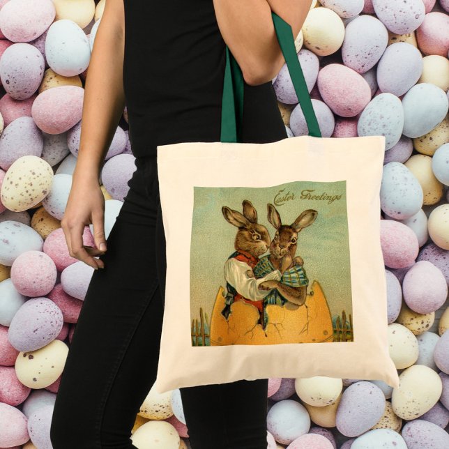 Bolsa Tote Bunnies em um Ovo Dourado, Páscoa vitoriana veneno (Criador carregado)