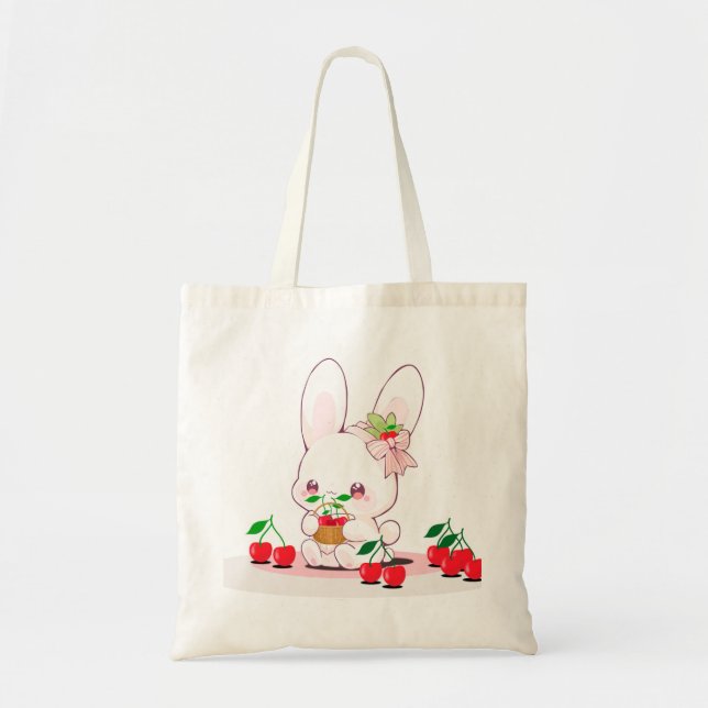 Bolsa Tote Bunny & Cherries: Sweet Harmony (Frente)
