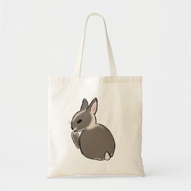 Bolsa Tote Bunny cleaning its paws  (Frente)