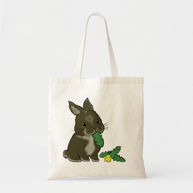 Bolsa Tote Bunny eating dandelion  (Frente)