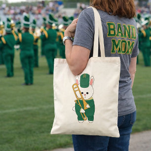 Bolsa Tote Bunny Tocador de Trombone da Banda Marcial Verde D