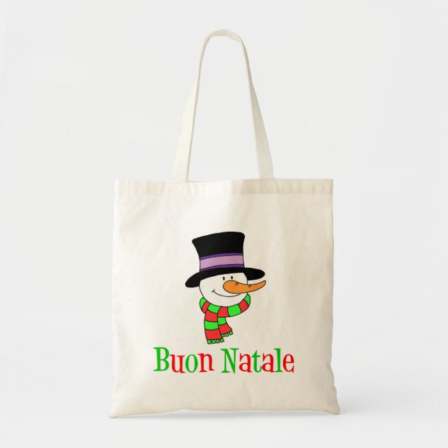 Bolsa Tote Buon Natale italiano natalino Snowman (Frente)
