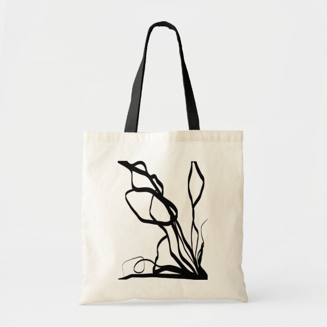Bolsa Tote Buquê Blanc: Abstrato branco e preto (Frente)