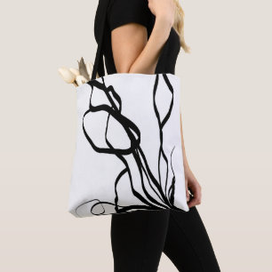 Bolsa Tote Buquê Blanc: Abstrato branco e preto