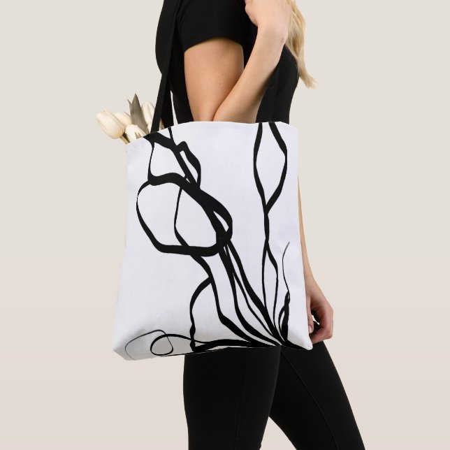 Bolsa Tote Buquê Blanc: Abstrato branco e preto (Close Up)