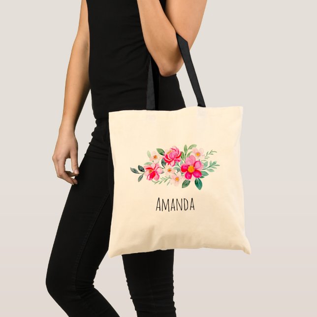 Bolsa Tote Buquê Bonito com ventilador rosa reproduzível (Frente (produto))