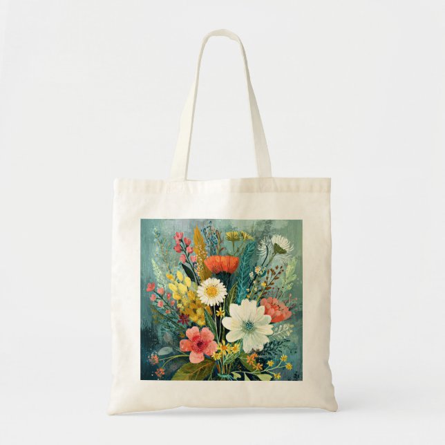 Bolsa Tote Buquê Colorido de Primavera (Frente)