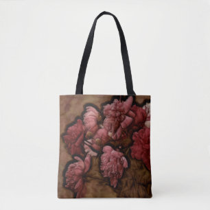 Bolsa Tote Buquê da flor da peônia do Bordéus