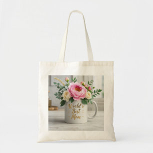 Bolsa Tote Buquê de aquarela flexível (pénicas, rosas)