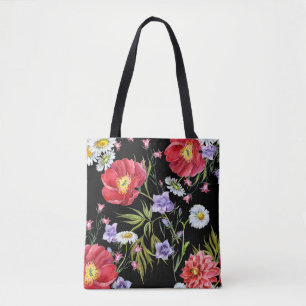Bolsa Tote Buquê de Aquarela: Padrão sem costura