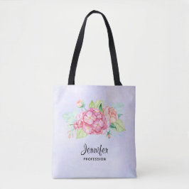 Bolsa Tote Buquê de Aquarela Rosa Elegante