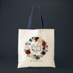 Bolsa Tote Buquê de Borgonha | Bridesmaid<br><div class="desc">Buquê ruivo da Wreath...  Sacos de tote para as mulheres especiais do seu lado no dia especial.</div>