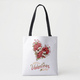 Bolsa Tote Buquê de Coração Floral Dia dos Namorados