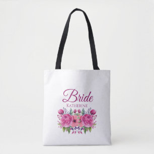 Bolsa Tote Buquê de Flor Cor-de-Água Rosa - Brilho