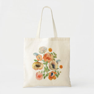Bolsa Tote Buquê de Flores de Mola Laranja