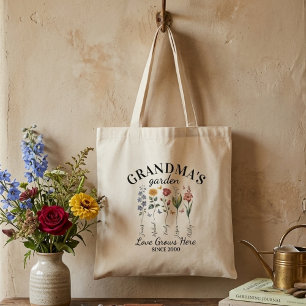 Bolsa Tote Buquê de Flores de Nascimento do Jardim da Vovó Am