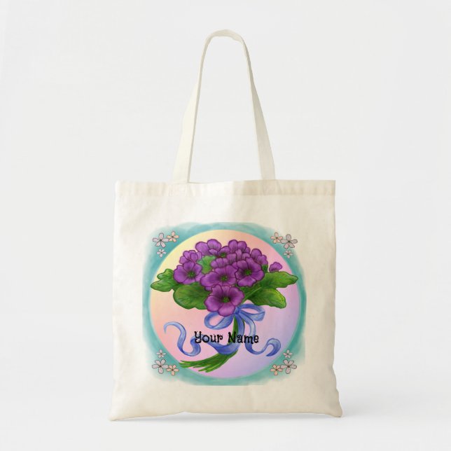 Bolsa Tote Buquê de flores de Violetas (Frente)