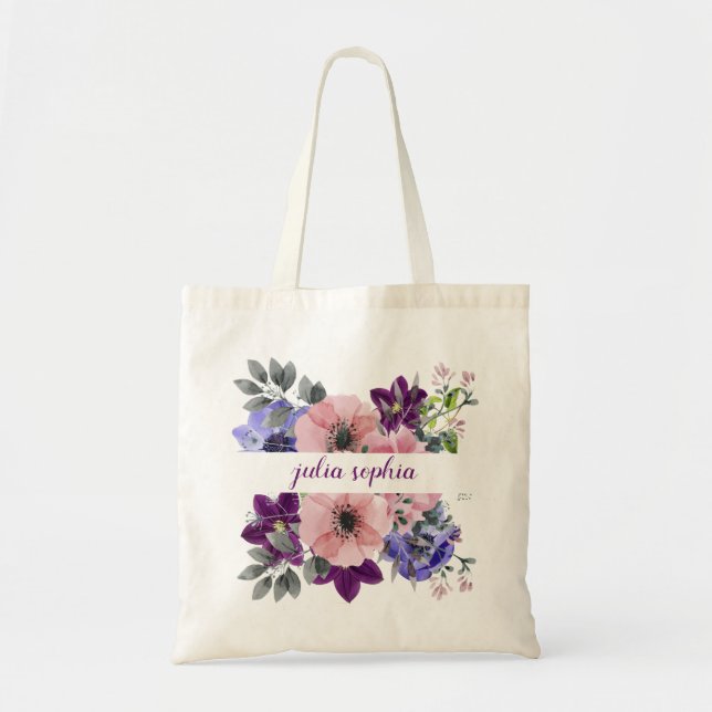 Bolsa Tote Buquê de Flores Personalizado (Frente)