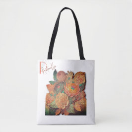 Bolsa Tote Buquê de flores - Pintura de madeira