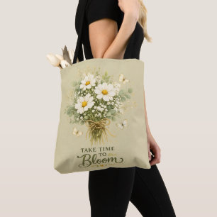 Bolsa Tote Buquê de Flores Silvestres Brancas