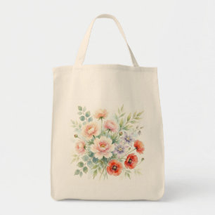Bolsa Tote Buquê de Flores Silvestres de Jardim de Campo em A