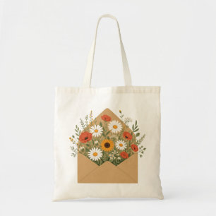 Bolsa Tote Buquê de Flores Silvestres Envelope Arte Botânica