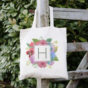 Bolsa Tote Buquê de Flores Silvestres Monograma