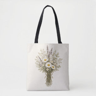 Bolsa Tote Buquê de Flores Silvestres Vintage