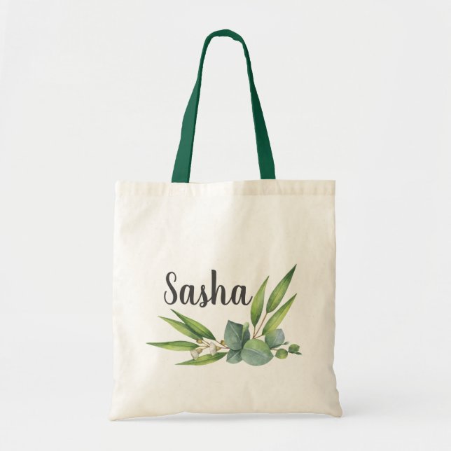 Bolsa Tote Buquê de Folhagem Eucalyptus Personalizado (Frente)