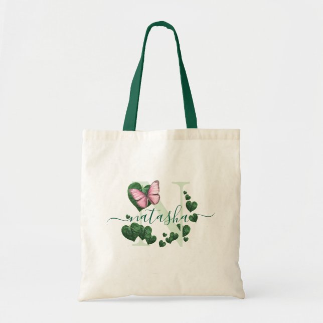 Bolsa Tote Buquê de Folhas em Forma de Coração (Frente)
