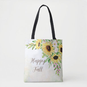 Bolsa Tote Buquê de girassóis com texto personalizável