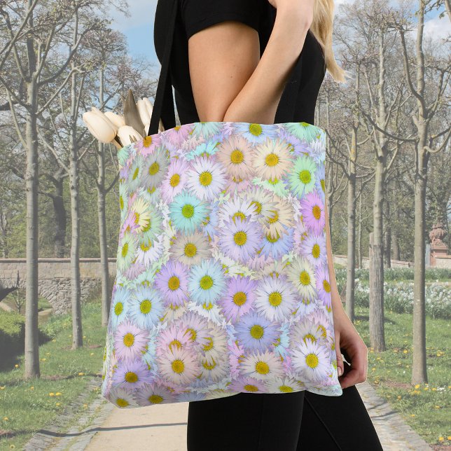 Bolsa Tote Buquê de margarida colorida - pastel (Criador carregado)
