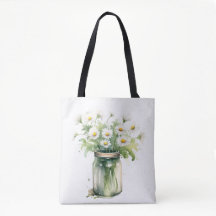 Buquê De Margarida De Aquarela Em Mason Jar