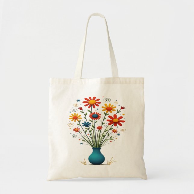 Bolsa Tote Buquê De Sorção Floral Bonito Da Flor Cuta Vase (Frente)