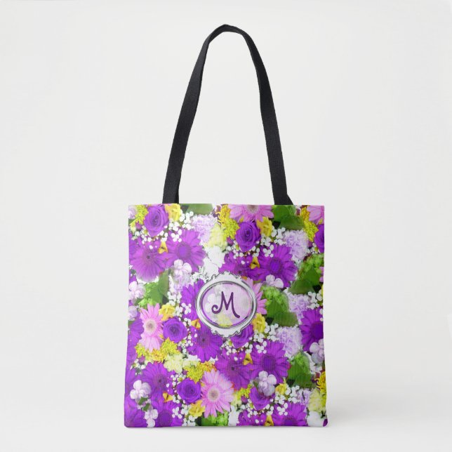 Bolsa Tote Buquê Floral Brilhante (Frente)