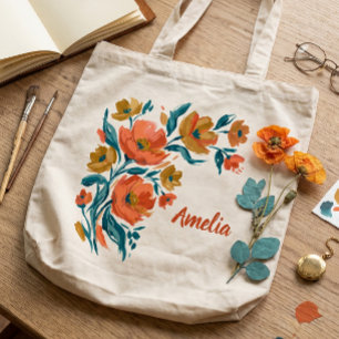Bolsa Tote Buquê Floral Brilhante Personalizada