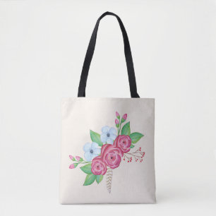 Bolsa Tote Buquê floral da flor da aguarela