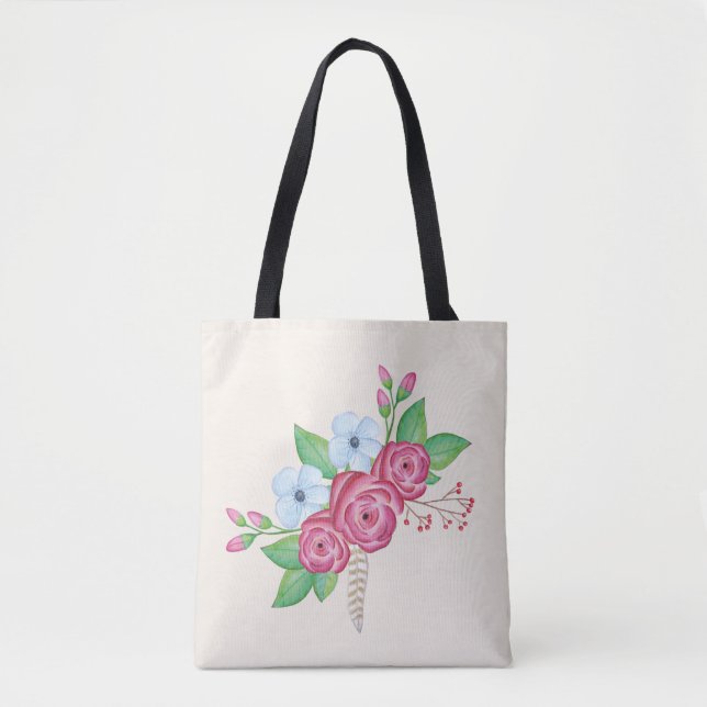Bolsa Tote Buquê floral da flor da aguarela (Frente)