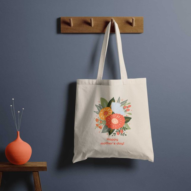 Bolsa Tote Buquê floral de dia de as mães feliz (Criador carregado)