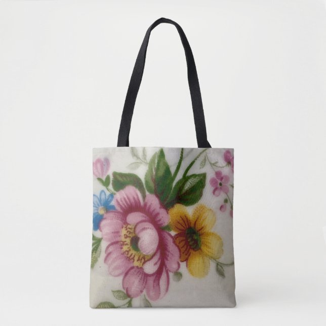 Bolsa Tote Buquê Floral de Taça de Tea (Frente)