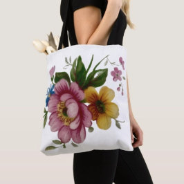 Bolsa Tote Buquê Floral de Xícara de Chá