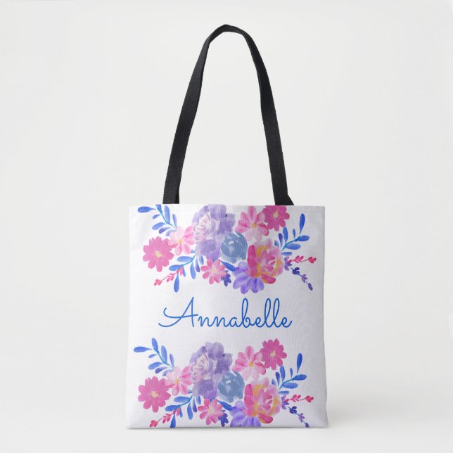 Bolsa Tote Buquê Floral Personalizado (Frente)